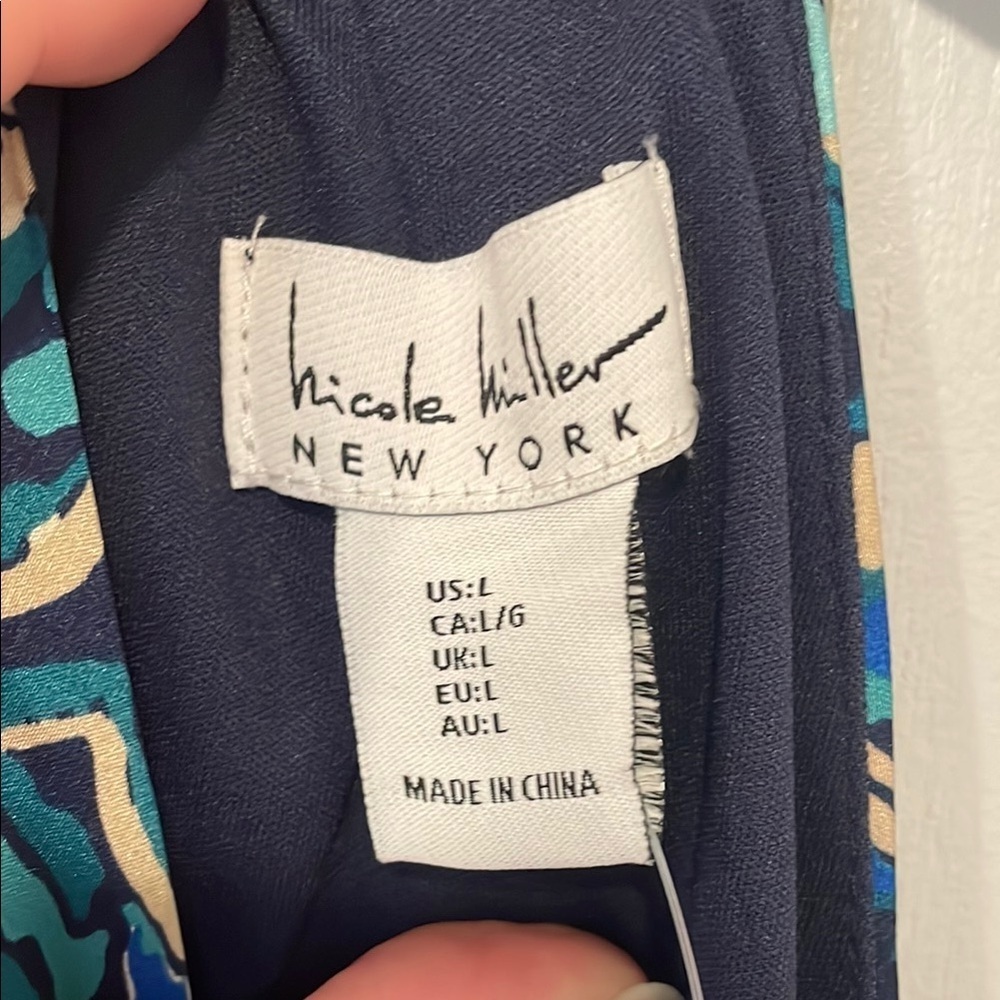Nicole Miller Blue Paisley Floral Halter Midi Sundress | LARGE NWT - Picture 2 of 16
